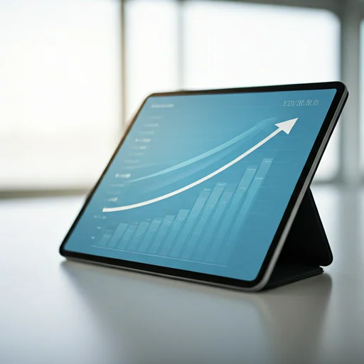 Tablet z wykresem wzrostu.
